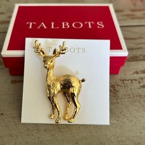 New with tags Talbots Reindeer brooch Gold color